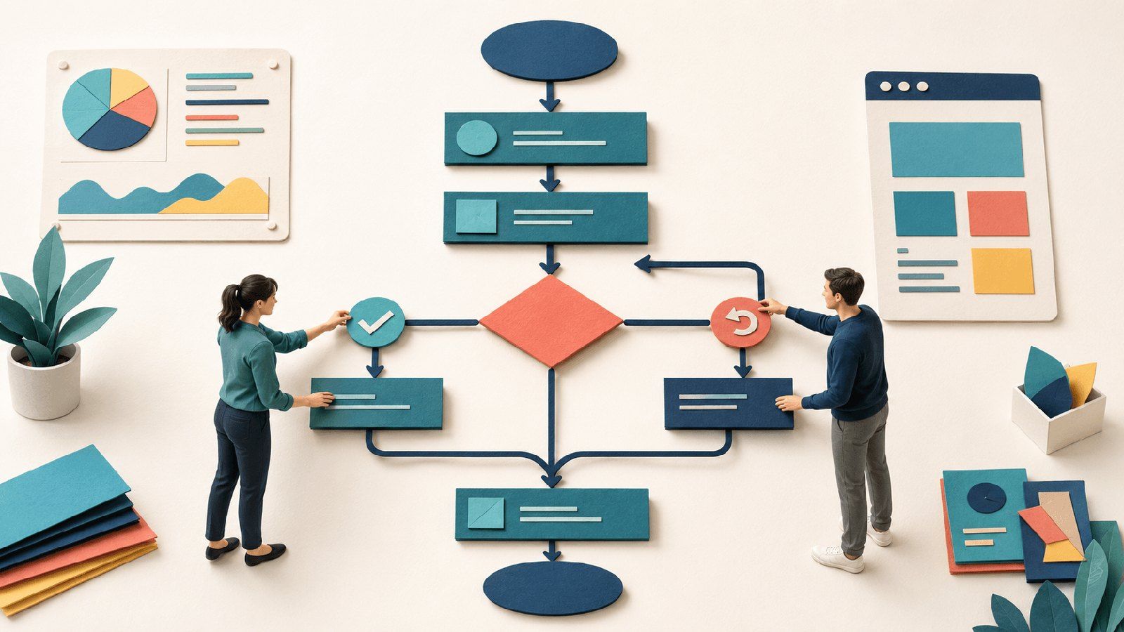 Flussdiagramm: grafische Darstellung eines Prozessablaufs mit Entscheidungen