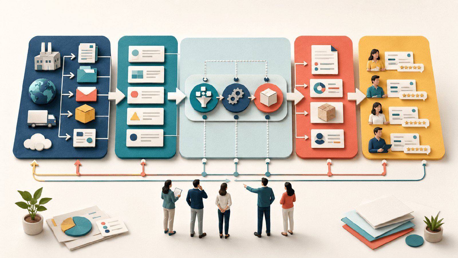 SIPOC: Prozessüberblick mit Lieferanten, Eingaben, Prozess, Ausgaben und Kunden