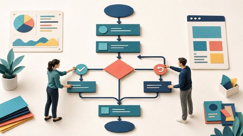 Flussdiagramm: grafische Darstellung eines Prozessablaufs mit Entscheidungen
