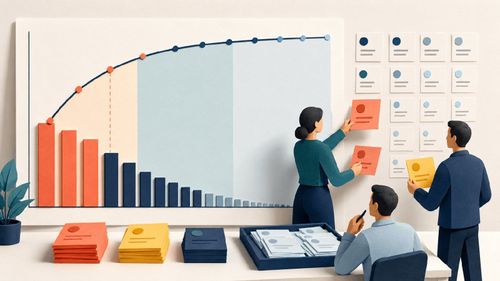 Team priorisiert wenige dominante Ursachen mit absteigenden Pareto-Balken und kumulierter Kurve