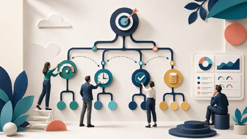 Team leitet in einem Kennzahlenbaum Zeit-, Qualitäts-, Kosten- und Ergebniskennzahlen aus einem Prozessziel ab