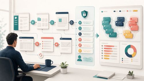 Task Mining erfasst datenschutzgerecht Arbeitsschritte über mehrere Desktop-Anwendungen und bündelt sie zu Aufgabenvarianten